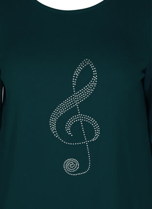 Long-sleeved blouse with decorative rhinestones, Ponderosa Pine, Packshot image number 2