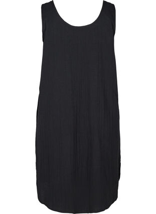 Sleeveless cotton dress in an A-line cut, Black, Packshot image number 1