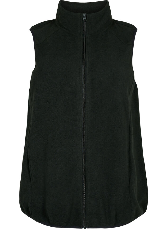 Fleece vest with pockets, Black, Packshot image number 0