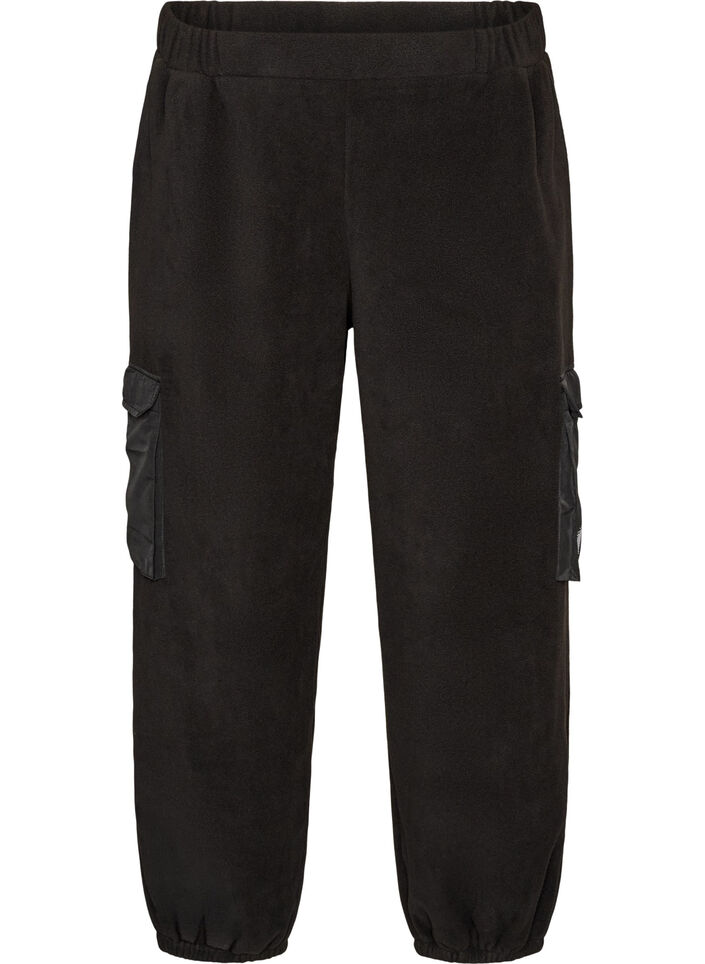 Fleece joggers with cargo pockets, Black, Packshot image number 0