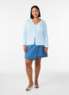 Cardigan with eyelet embroidery and wavy edges, Light Blue, Model image number 1