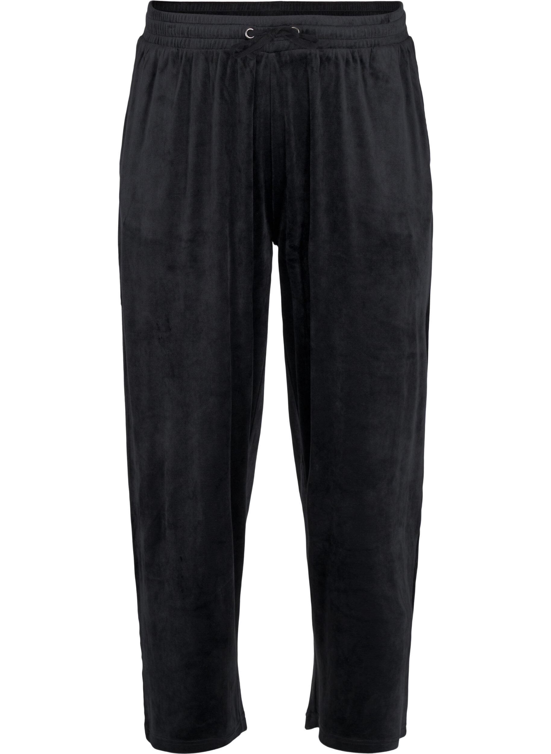 Zizzifashion Loose velour trousers, Black, Packshot image number 0