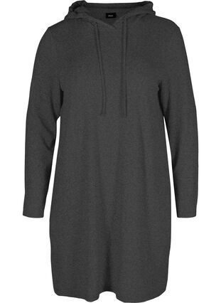 Long sleeve hoodie dress, Dark Grey Melange, Packshot image number 0