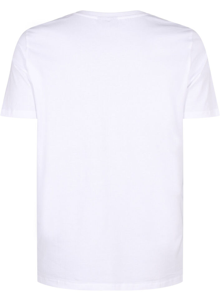 Organic cotton T-shirt with bow detail, Bright White, Packshot image number 1