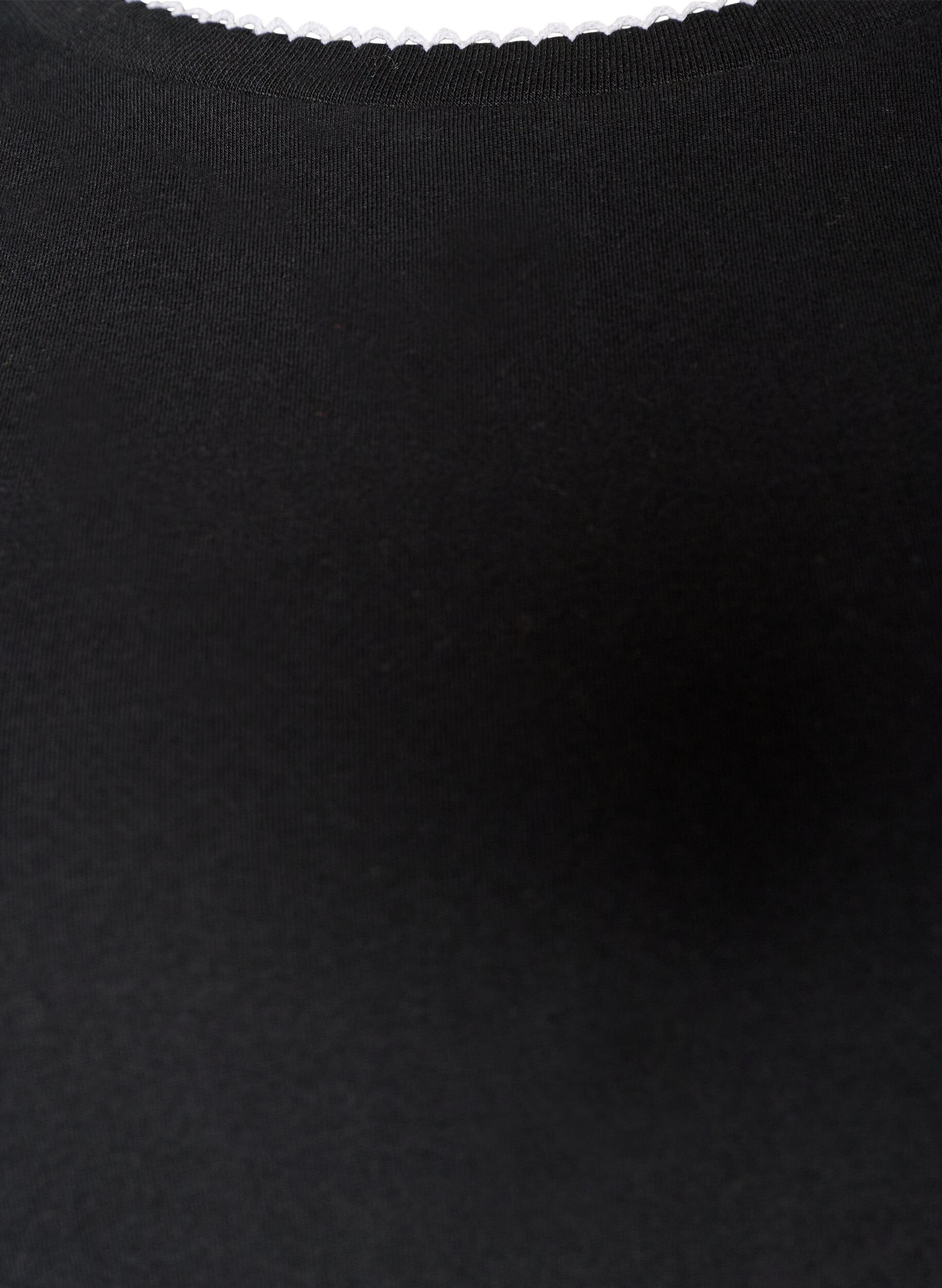 Zizzifashion Cotton T-shirt with wavy contrasting edges, Black, Packshot image number 2