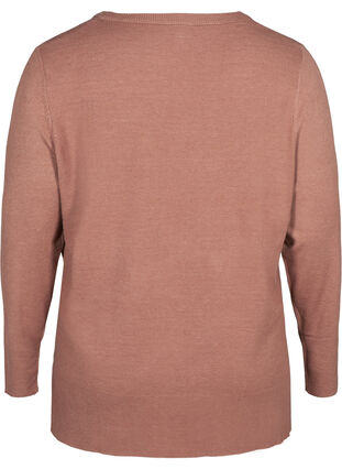 V-neck knitted top, Burlwood melange, Packshot image number 1
