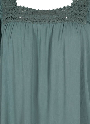 Short-sleeved viscose blouse with lace, Balsam Green, Packshot image number 2