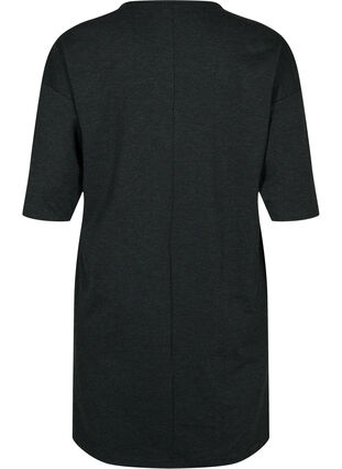 Mottled dress with 3/4-length sleeves and v-neck, Dark Grey Mel., Packshot image number 1