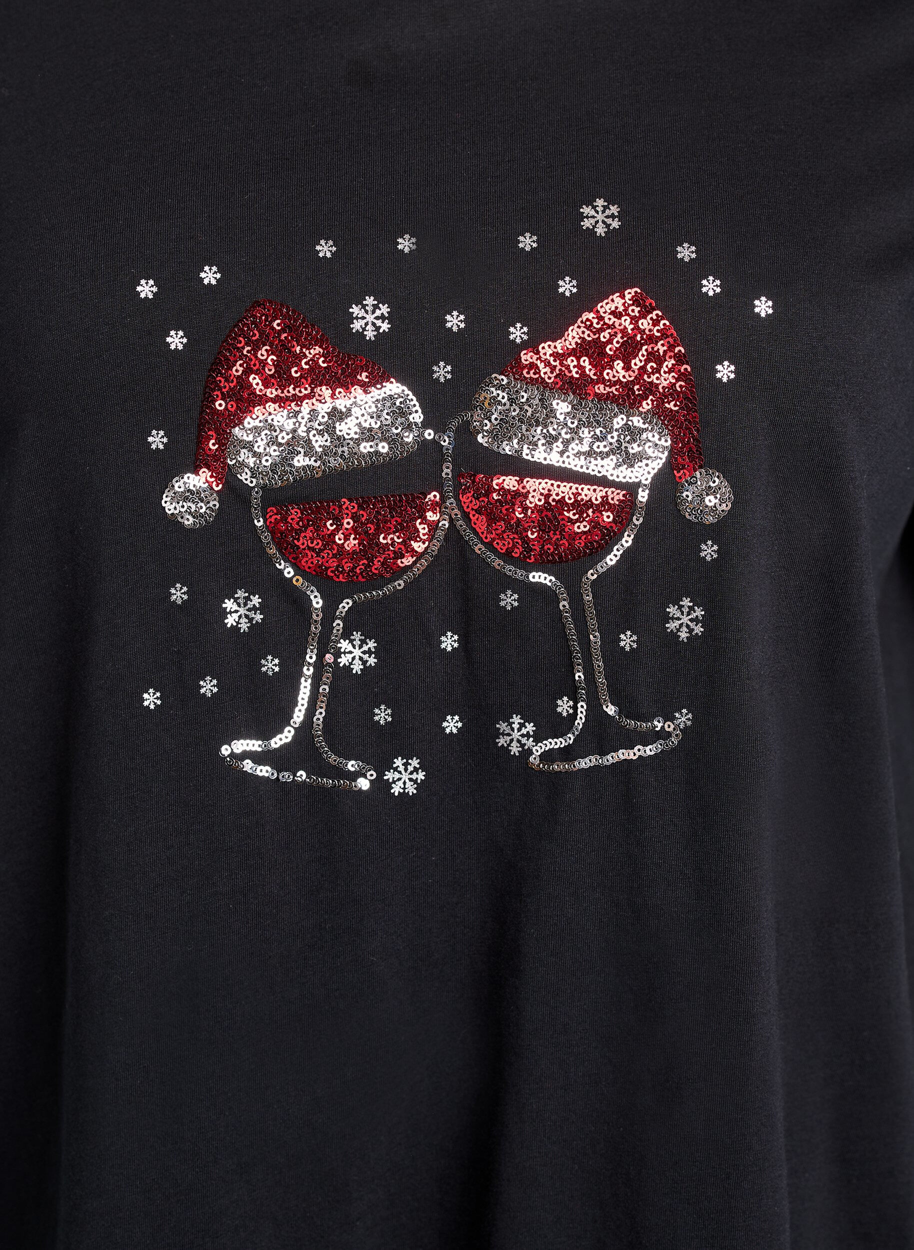 ZizzifashionChristmas t-shirt in organic cotton, Black, Packshot image number 2