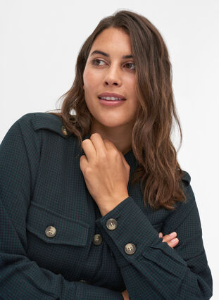 Long, checked, cotton shirt jacket, Ponderosa Pine, Model image number 2