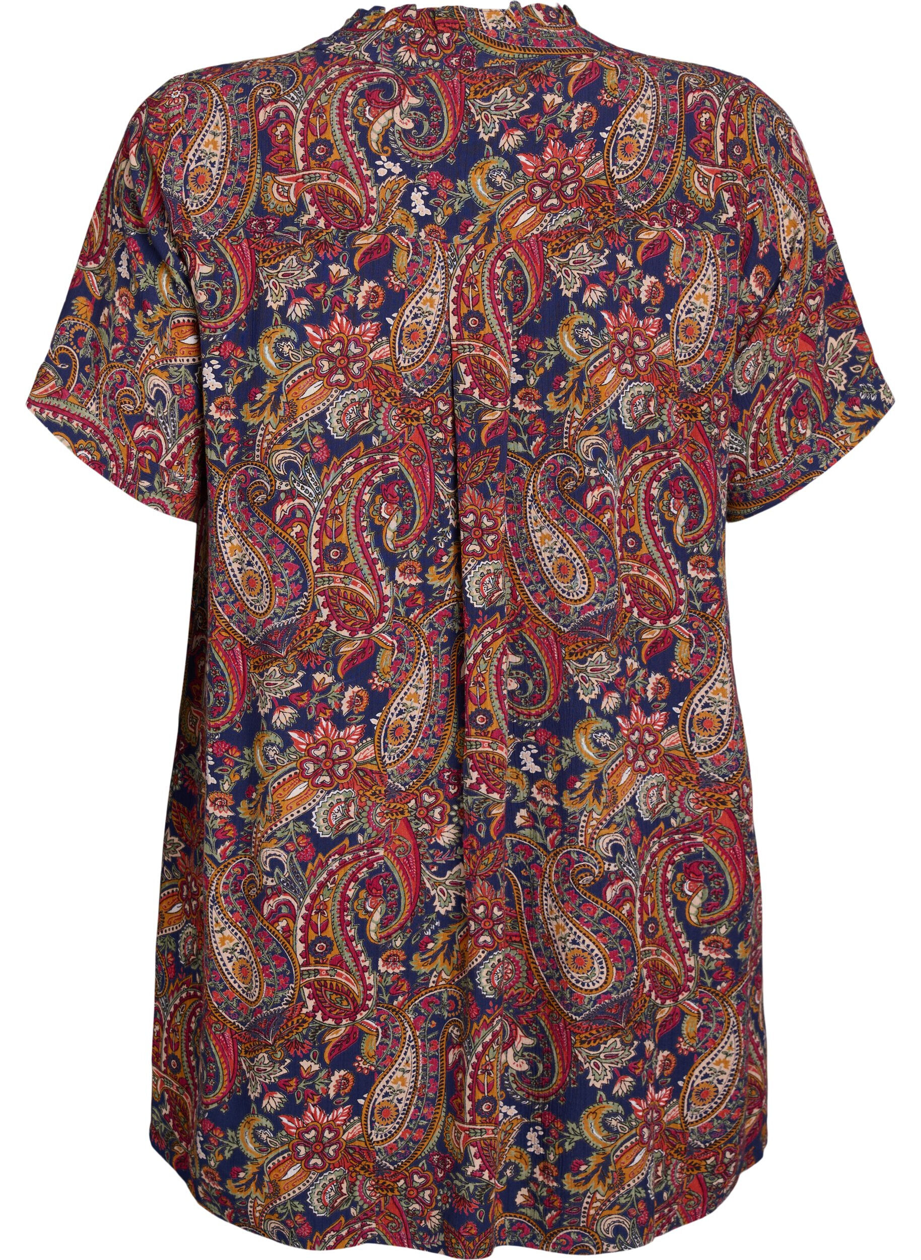 Zizzifashion Tunic with short sleeves and paisley print, Blue, Packshot image number 1