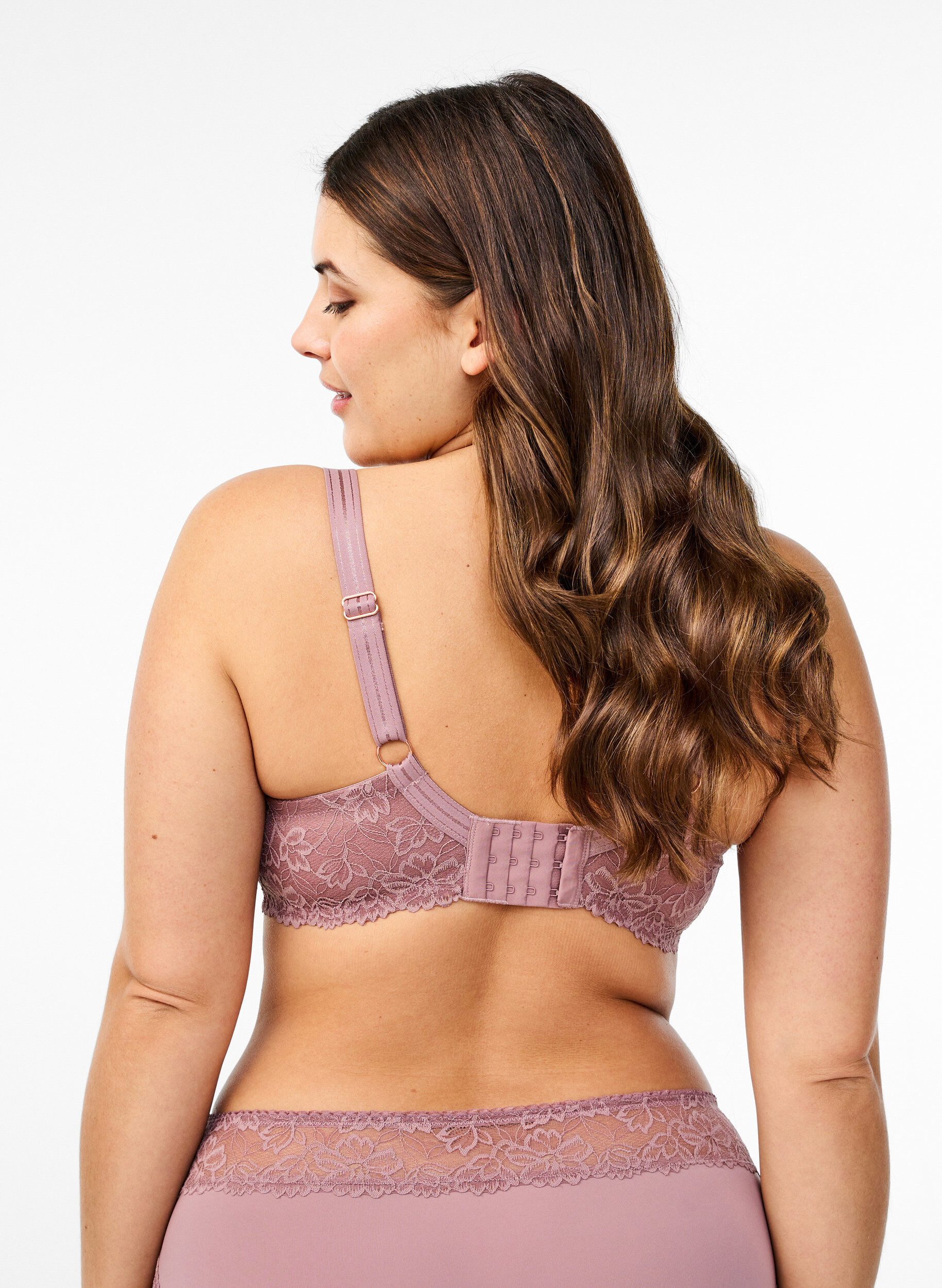 Zizzifashion Full cover bra in mesh with lace, Rose, Model image number 1