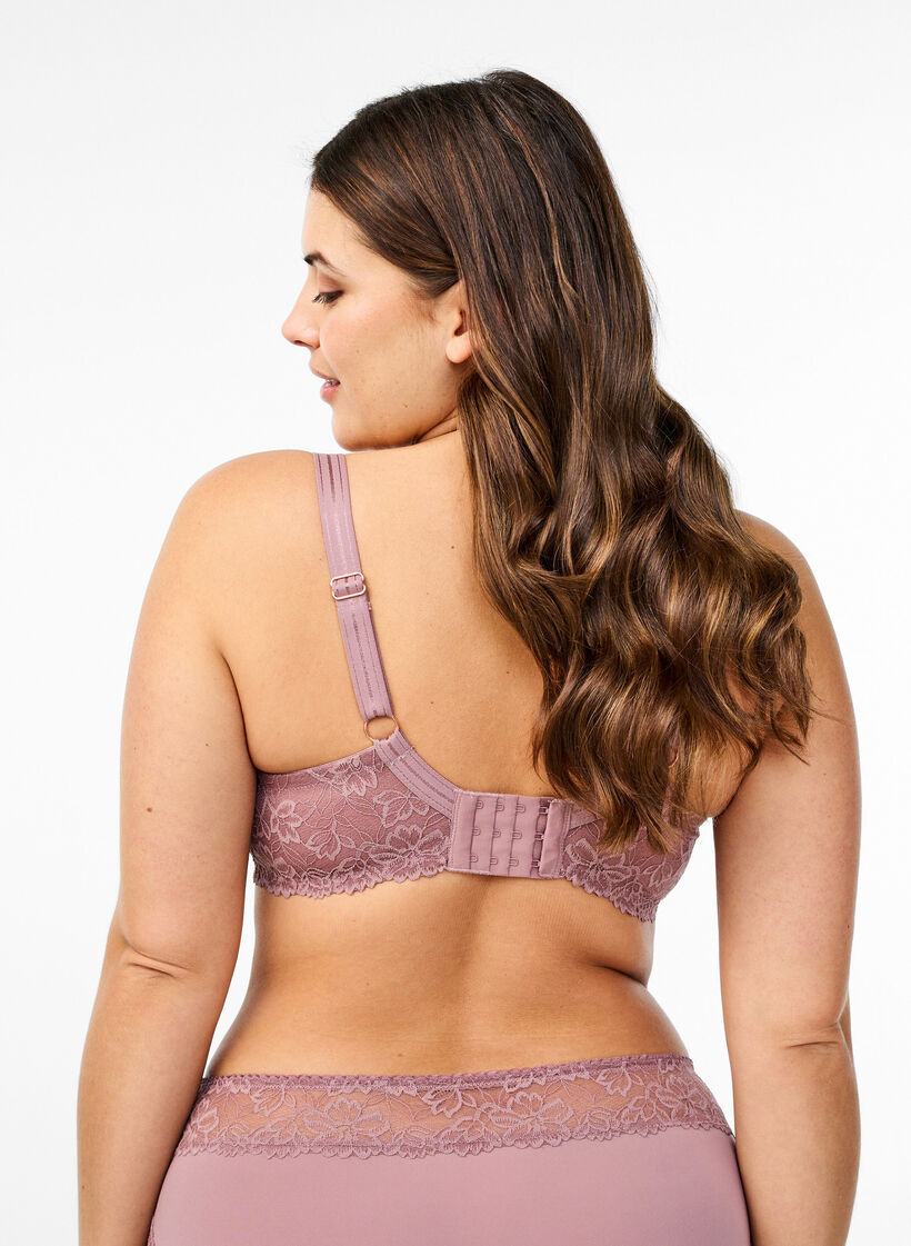 Full cover bra in mesh with lace, Rose, Model image number 1