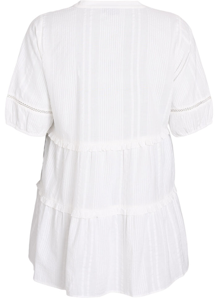 A-shape tunic with ruffles, White, Packshot image number 1