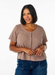 Jersey cardigan with short sleeves, Brown, Model image number 0