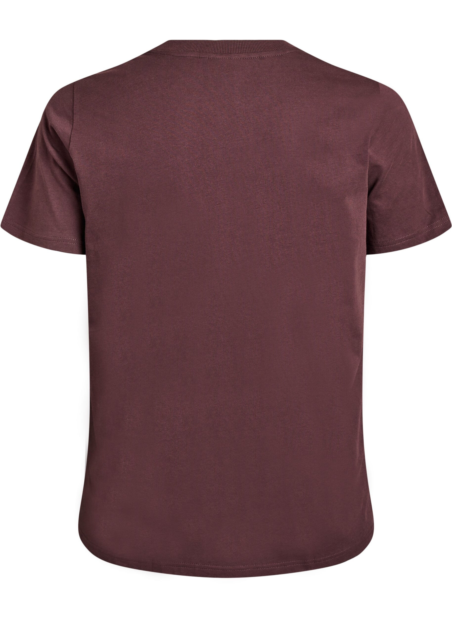 ZizzifashionBasic cotton T-shirt with round neck, Brown, Packshot image number 1