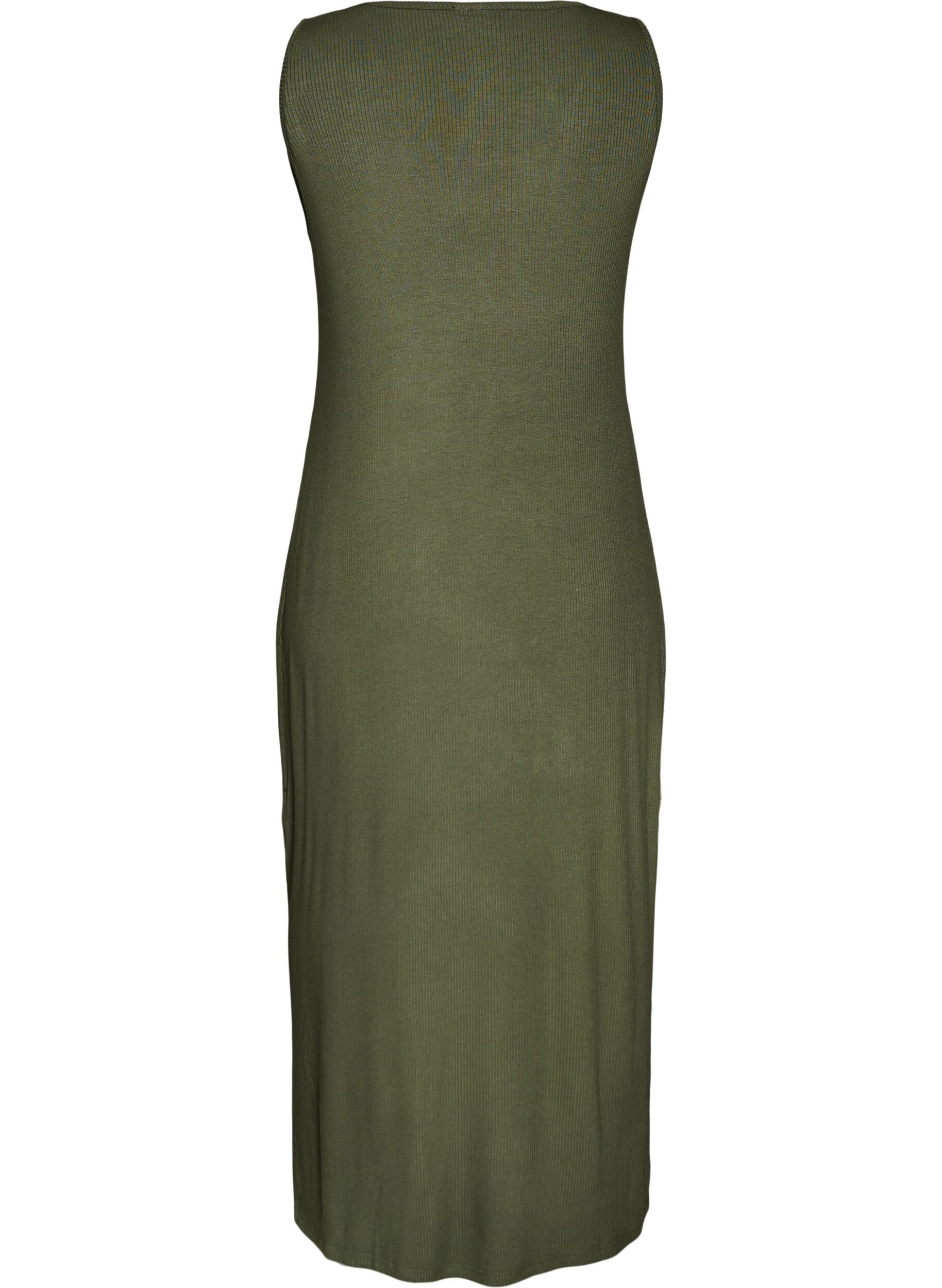 Zizzifashion Sleeveless ribbed dress in viscose, Green, Packshot image number 1