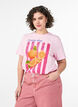 Organic cotton T-shirt with front print, Pink, Model image number 0