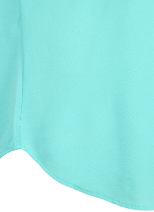 Blouse with short sleeves and a round neckline, Turquoise, Packshot image number 3