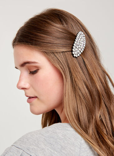Hair clip with gems, White Shimmer, Model image number 0