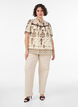 Blouse with pattern and crochet trim, Beige, Model image number 1