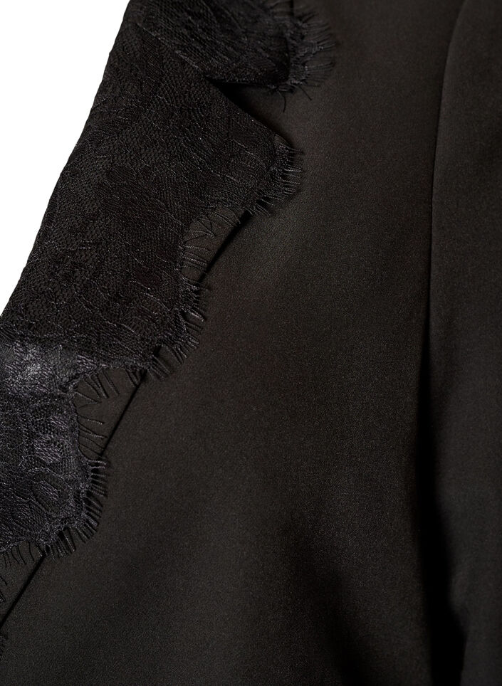 Blazer with lace trim, Black, Packshot