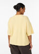 Short-sleeved knit cardigan with shiny ball buttons, Yellow, Model image number 2
