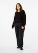 Loose-fitting knitted blouse with round neck, Black, Model image number 2
