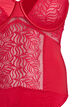 Bodysuit with lace and satin detail, Red, Packshot image number 2