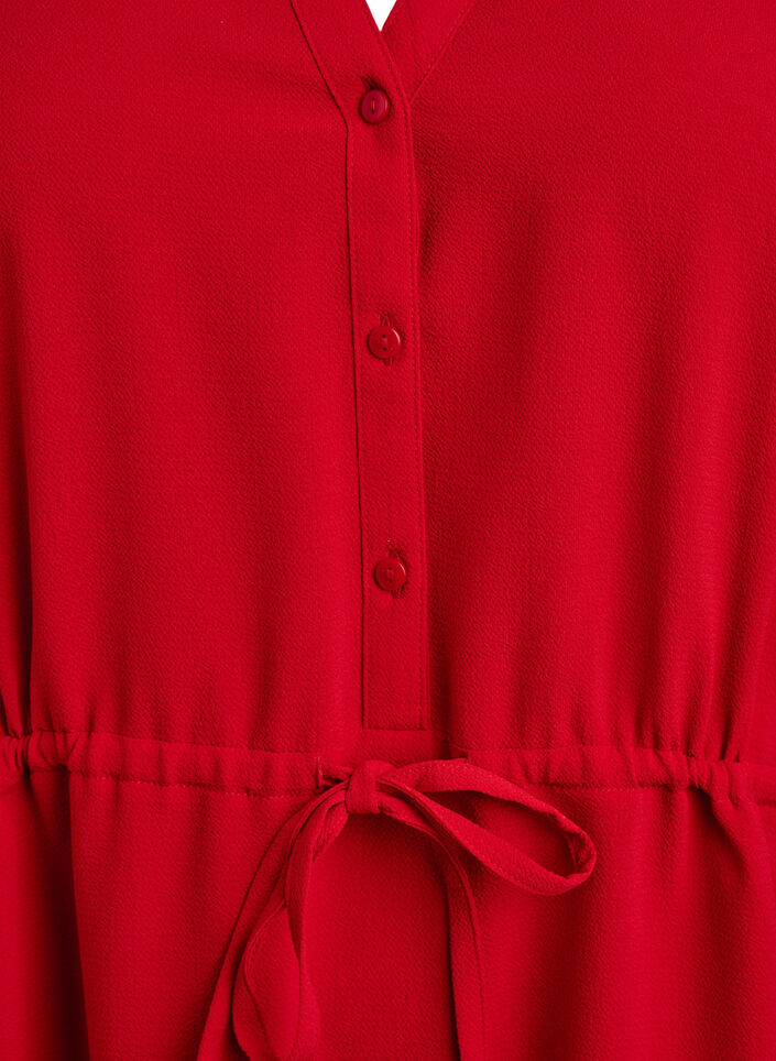 Knee-length dress with tie belt, Red, Packshot image number 2