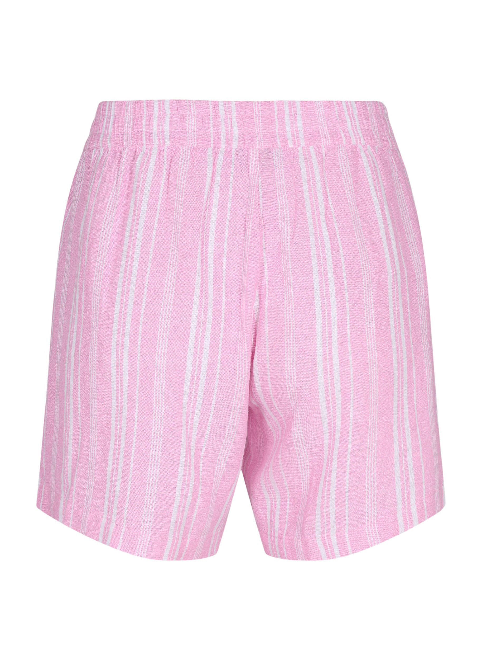 Zizzifashion Striped shorts in a linen-viscose blend, Pink, Packshot image number 1