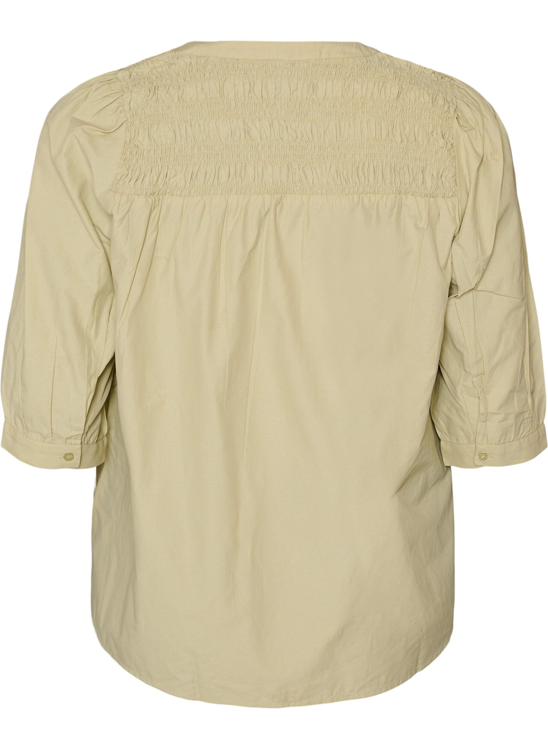 Zizzifashion Blouse with smock and 3/4 sleeves, Green, Packshot image number 1