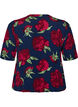 Viscose blouse with floral print and balloon shape, Blue, Packshot image number 1