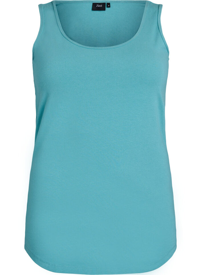 Solid color basic top in cotton, Blue, Packshot image number 0