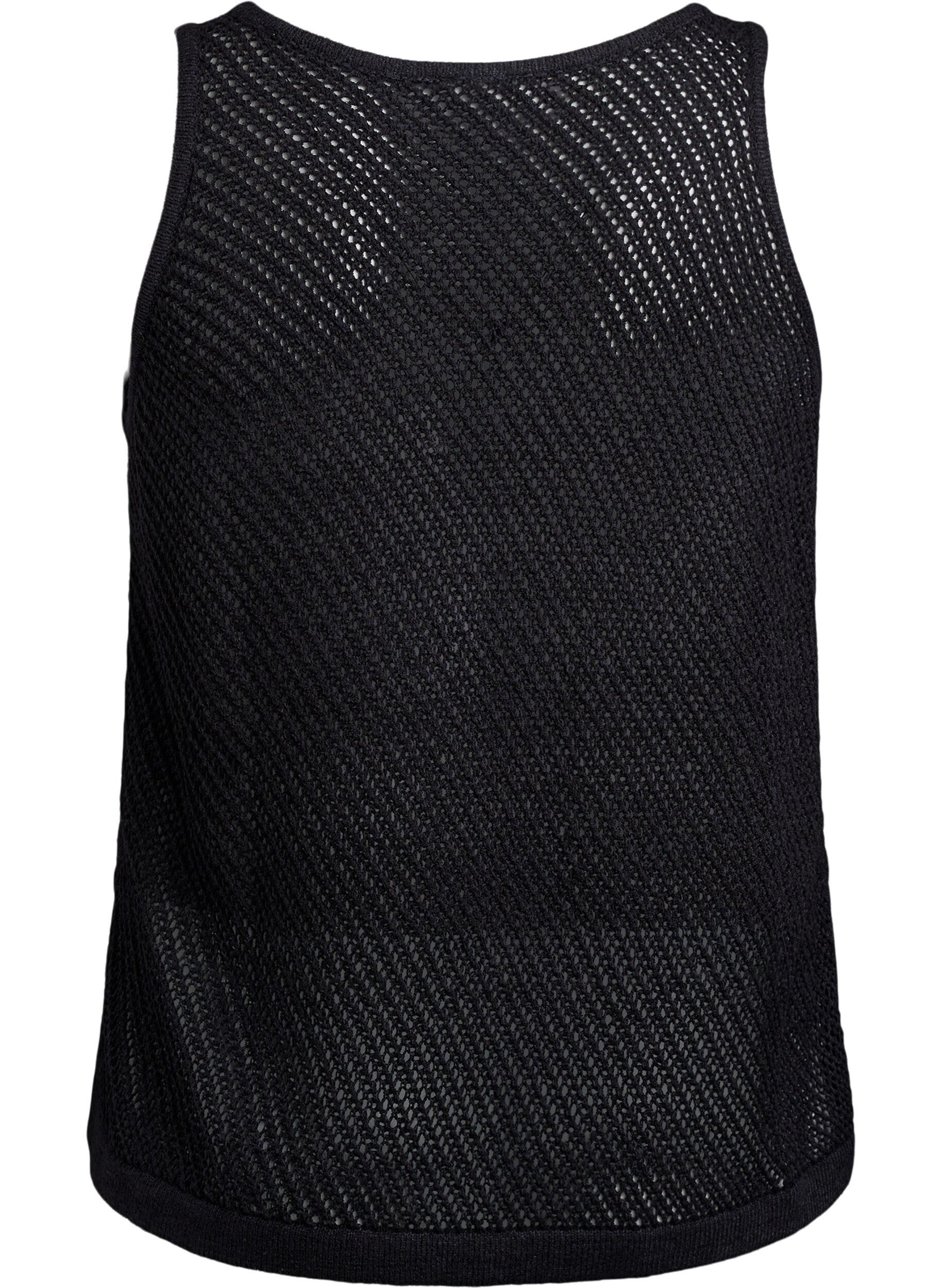 Zizzifashion FLASH - Sleeveless knitted top with v-neck, Black, Packshot image number 1