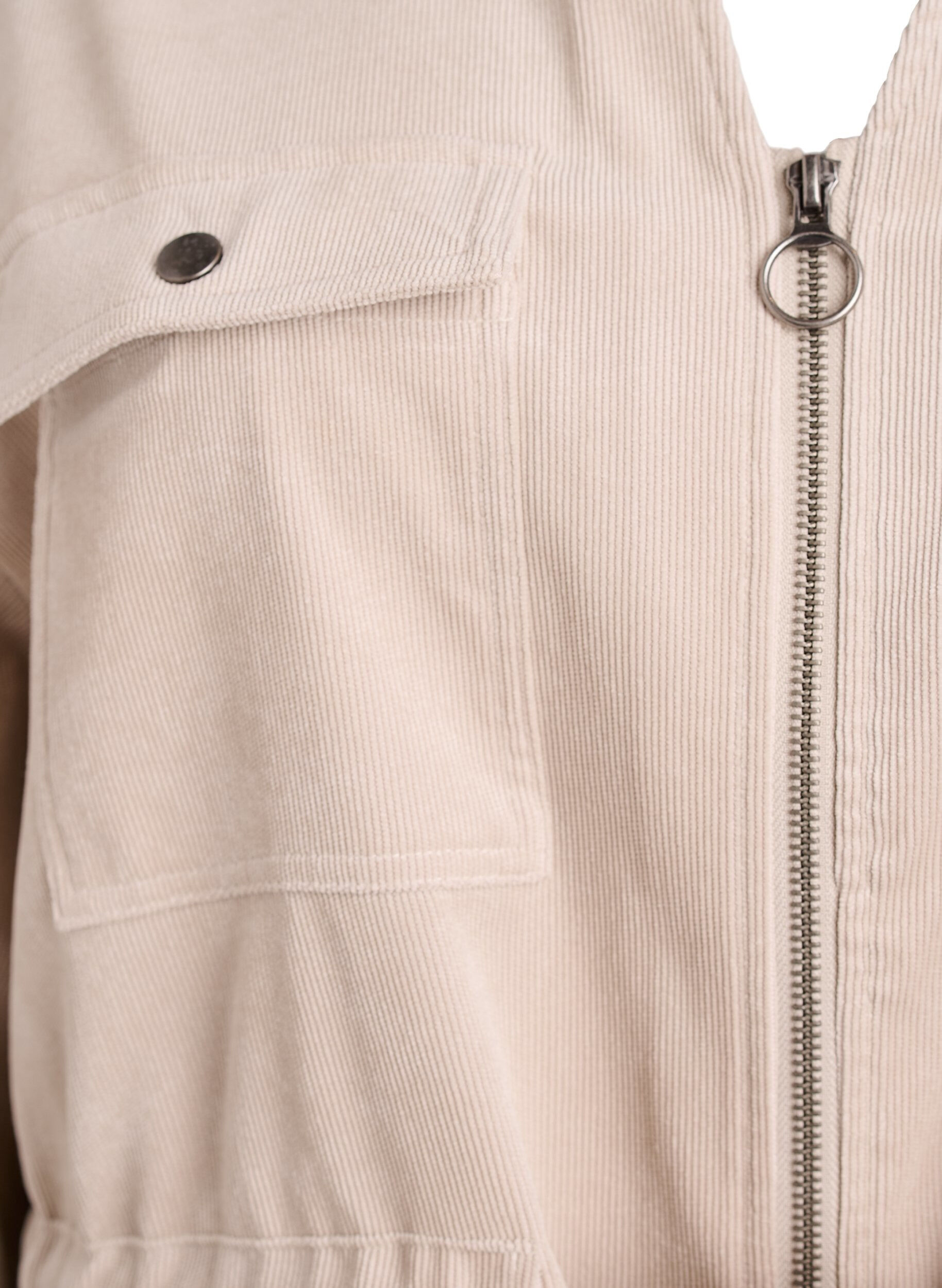 Zizzifashion Corduroy shacket with tie belt and pockets, Beige, Packshot image number 2
