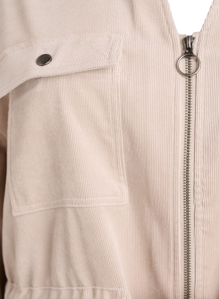 Corduroy shacket with tie belt and pockets, Beige, Packshot image number 2