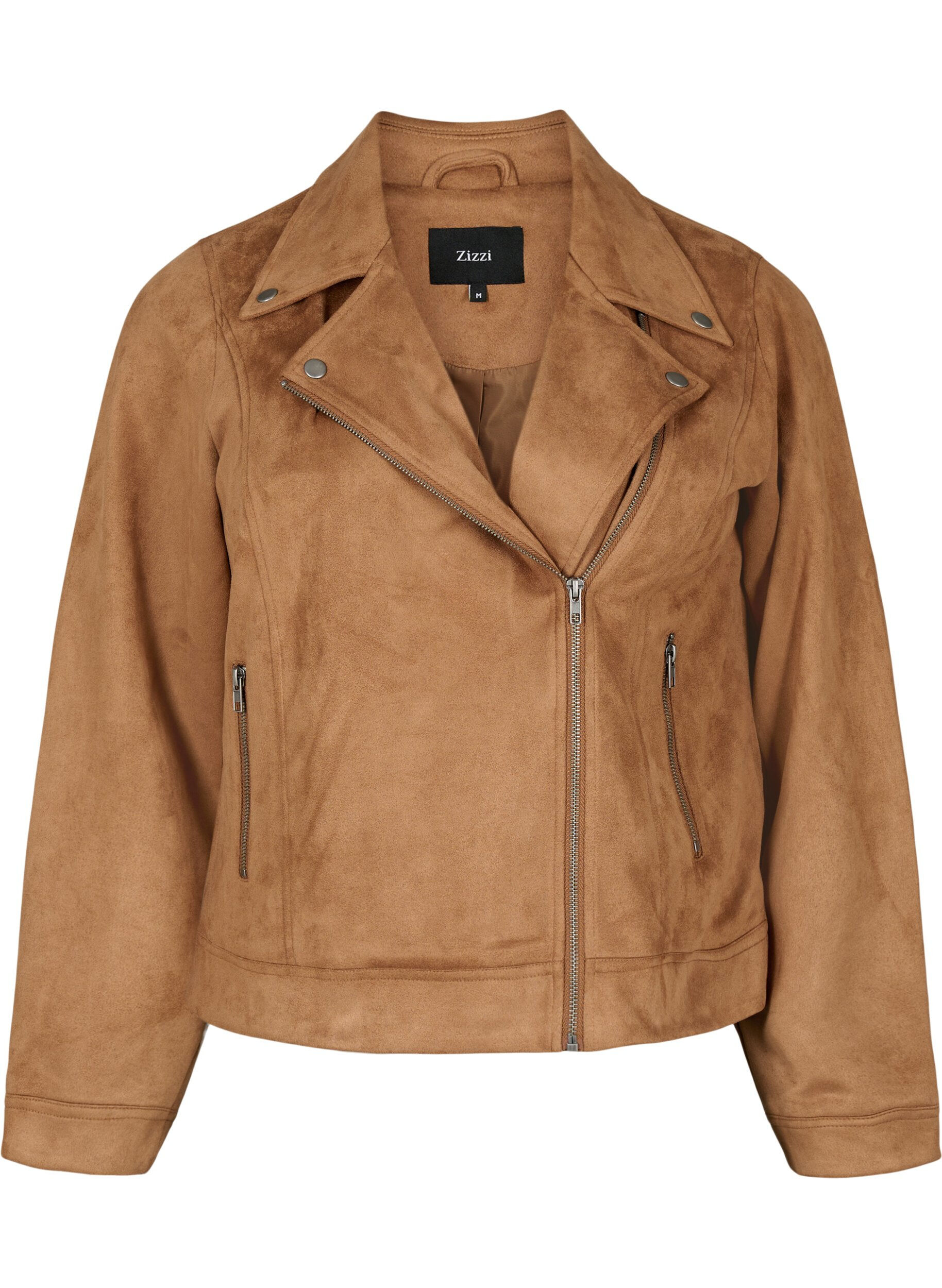 Zizzifashion Biker jacket in faux suede, Toasted Coconut, Packshot image number 0