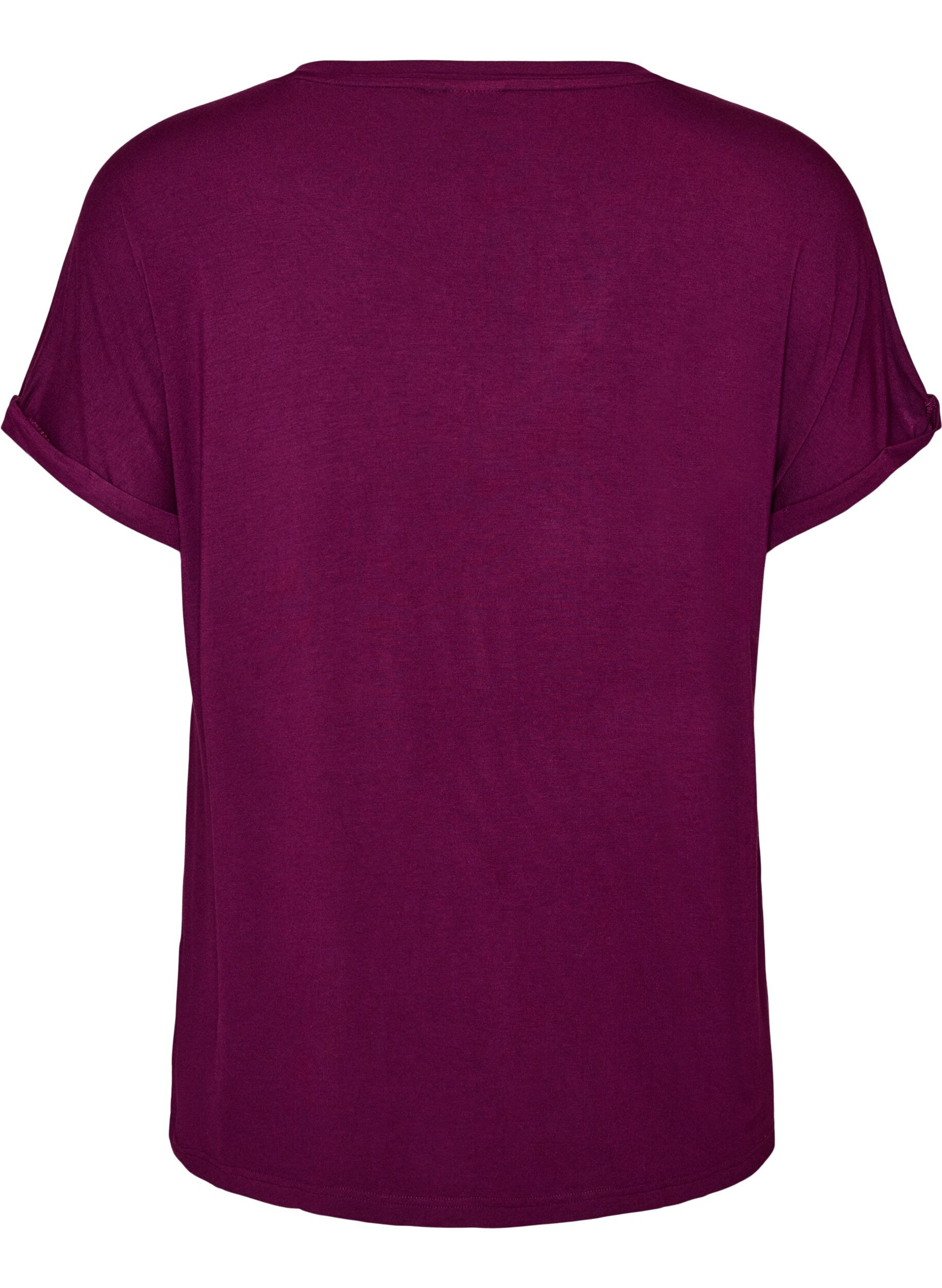 ZizzifashionBasic V-neck T-shirt in viscose, Purple, Packshot image number 1