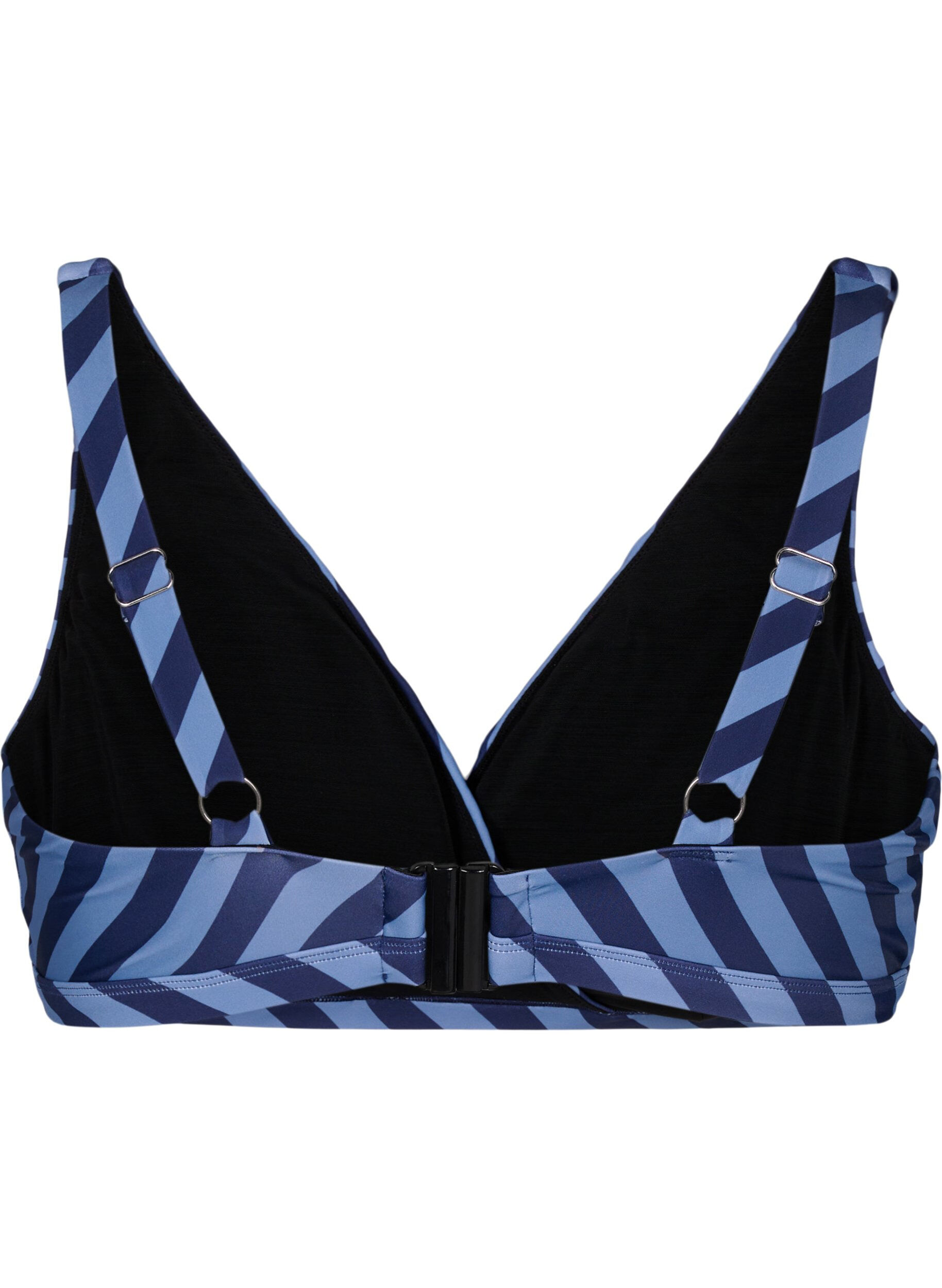 Zizzifashion Triangle bikini top with stripes and a wrap detail, Blue, Packshot image number 1