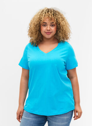 2-pack basic cotton t-shirt, Blue Atoll / Black, Model image number 0