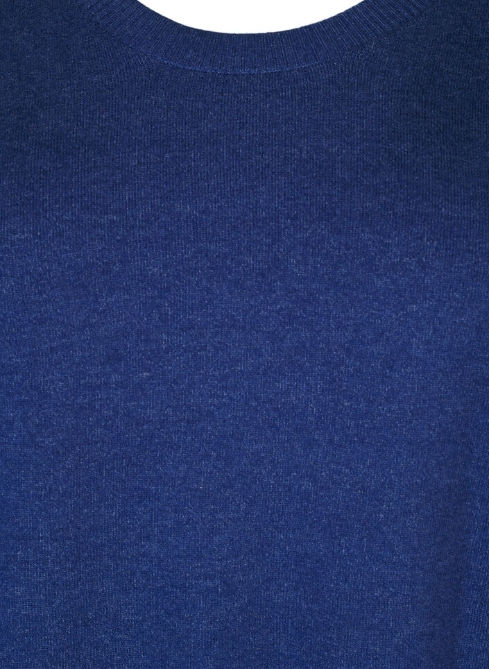Knitted blouse with a round neck, Blue, Packshot image number 2