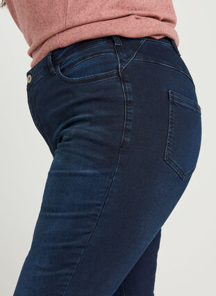 Super slim Amy jeans with high waist, Dark blue denim, Model image number 2