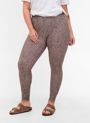 Long leggings with leopard print, Black MiniLeo AOP, Model image number 2