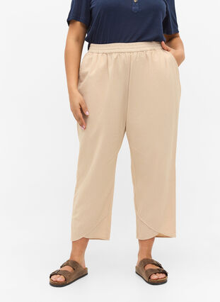 Cropped trousers in cotton, Oxford Tan, Model image number 2