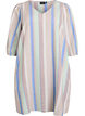 Short dress in linen and viscose with 3/4 sleeves, Blue, Packshot image number 0