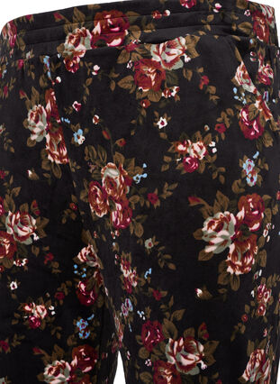 Floral print velour trousers with pockets, Flower AOP, Packshot image number 3