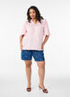 Blouse in cotton muslin with broderie anglaise and 1/2 sleeves, Rose, Model image number 1