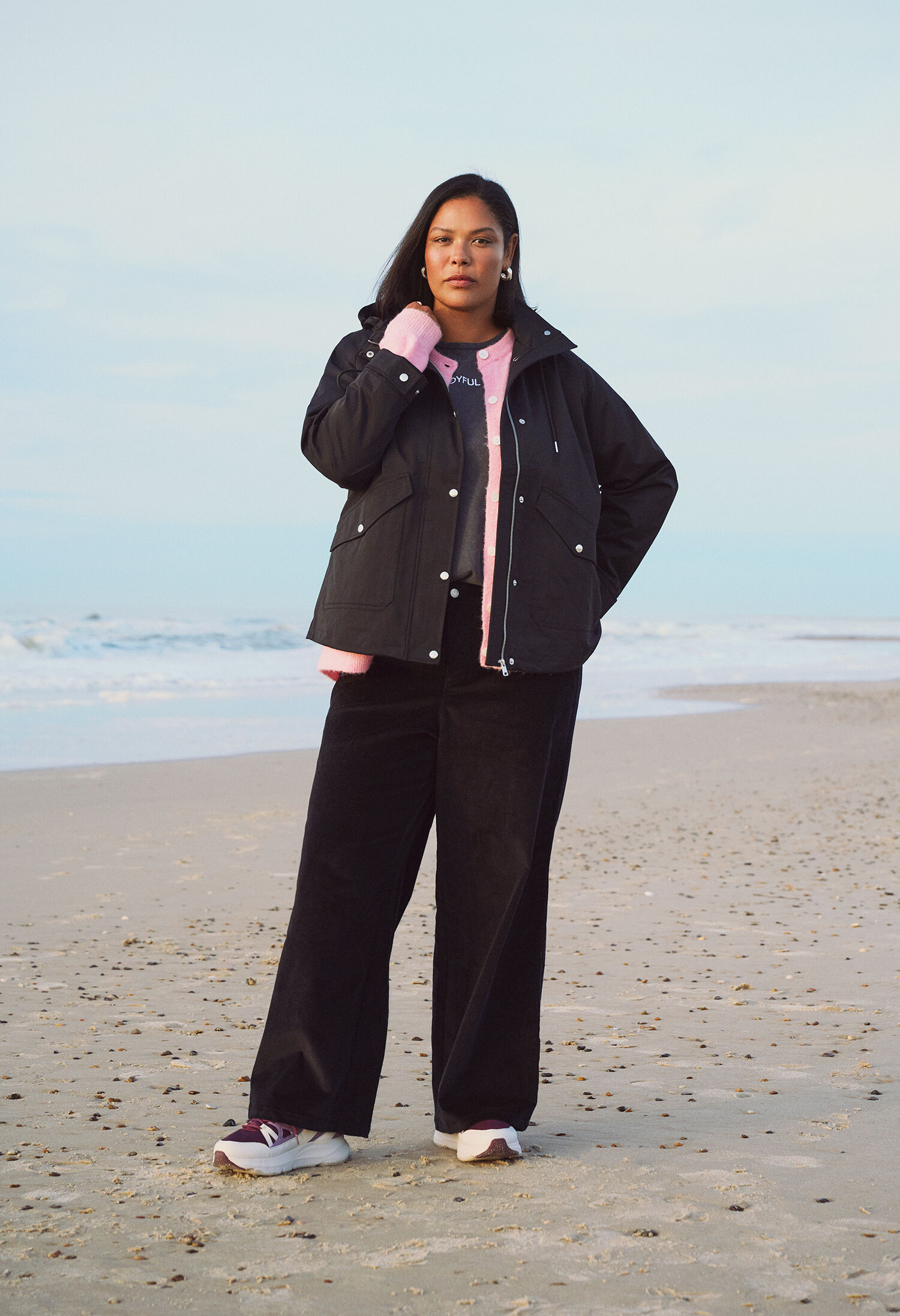 Zizzifashion Black spring jacket, , Model