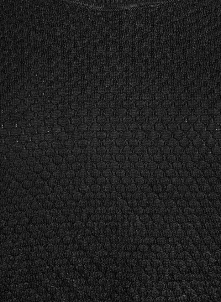 Knit blouse in cotton with textured pattern, Black, Packshot image number 2